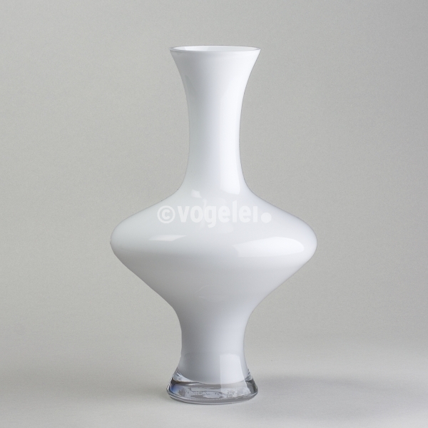 Vase Loulou, Glas, H 40 cm, Weiss-Opal