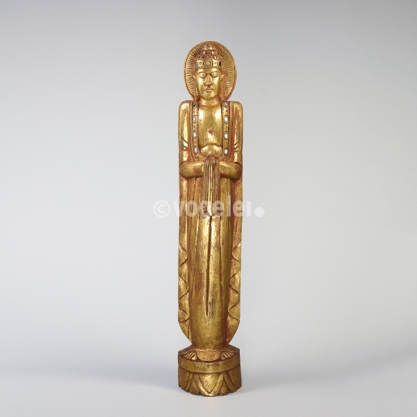 Edel Buddha, Holz, H 180 x B 34 x T 22 cm, Gold