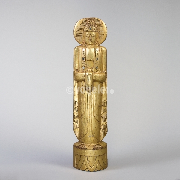 Edel Buddha, Holz, H 120 x B 30 x T 16 cm, Gold