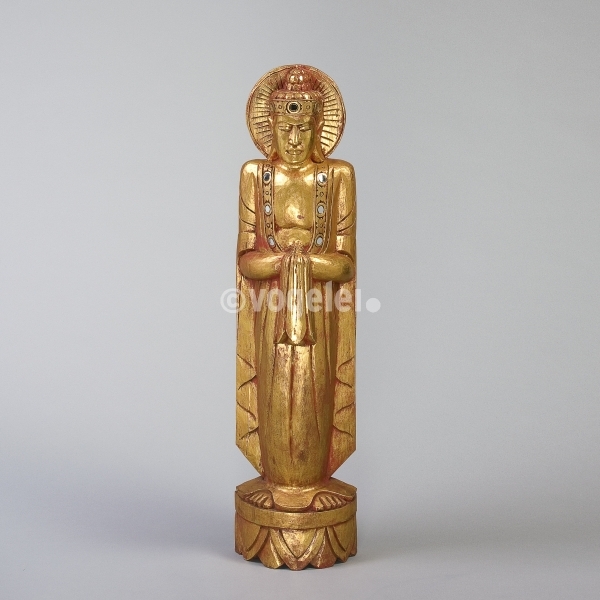 Edel Buddha, Holz, H 150 x B 35 x T 16 cm, Gold