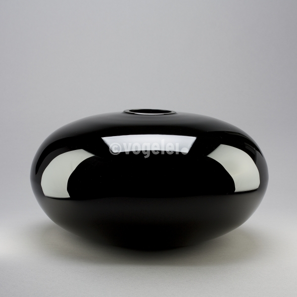 Vase Moon, Glas, D 40 x H 22 cm, Schwarz