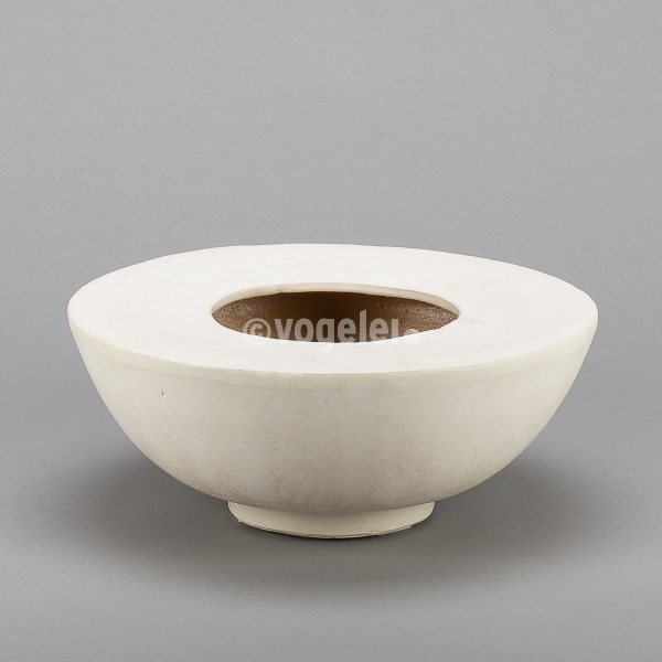 Vase Minhoi, flach, H 12 x D 30 cm, Beige