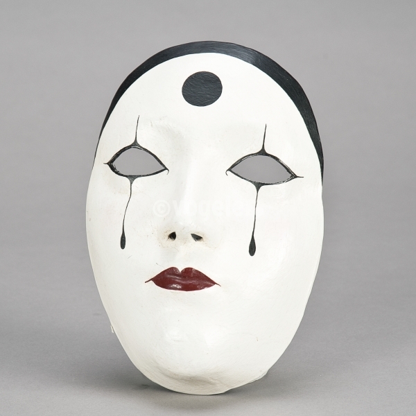 Venezianische Maske Pierrot, Schwarz/Weiss