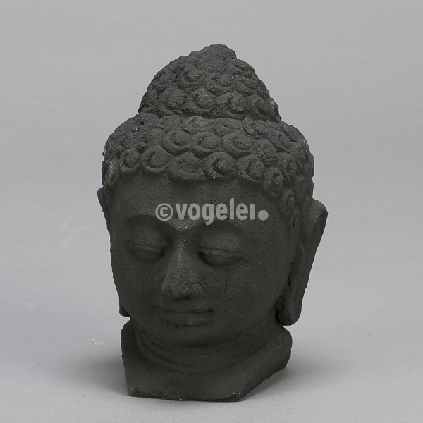 Buddha-Kopf ohne Schulter, ca 17 cm, Anthrazit