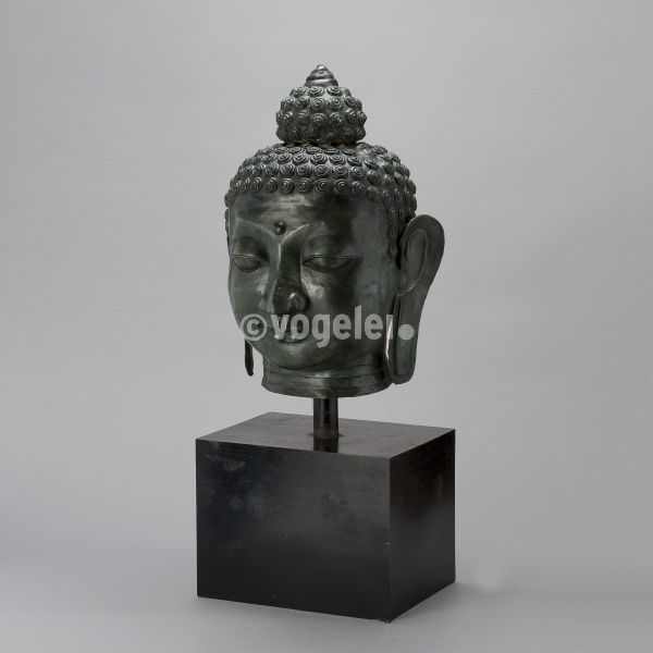 Big Buddha, Metall auf Holzsockel, H 100 cm