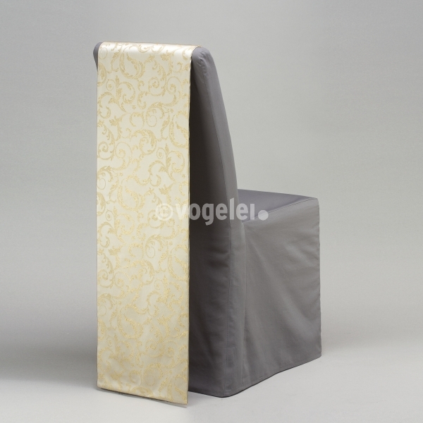 Stuhlschärpe Arabeske, 310 x 30 cm, Creme/Gold