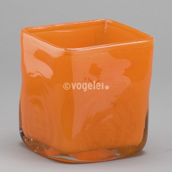 Glashafen, quadratisch, 12 x 12 x 12 cm, Orange