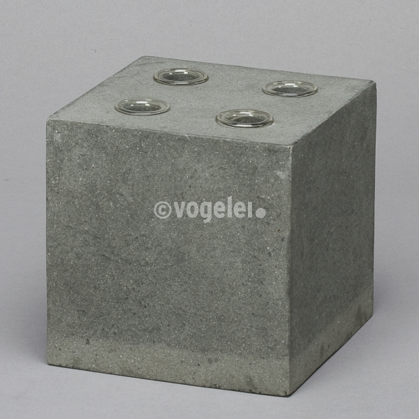 Vase Cube, Polystone/Glas, 15 x 15 x 15, Anthrazit