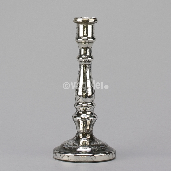 Leuchter 1-armig, H 26 cm, Antik-Silber