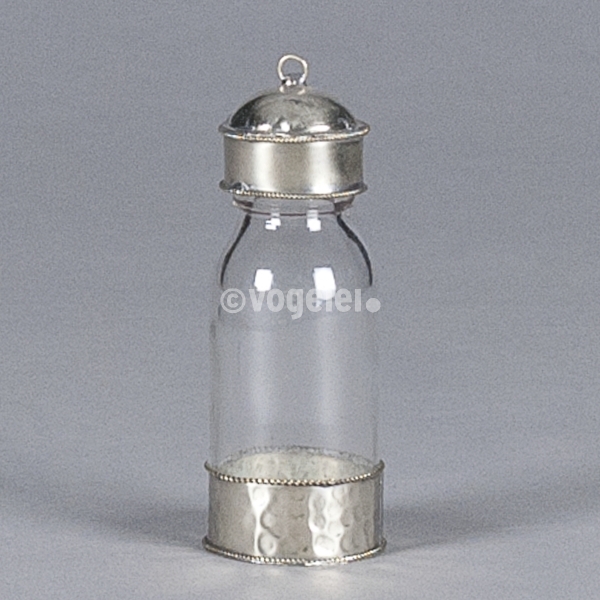 Glasfläschchen m. Deckel, Glas/Metall, Klar/Silber