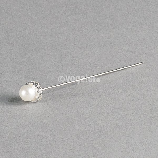 Perlnadel, mit Deko-Diamanten, L 75 mm, Elfenbein