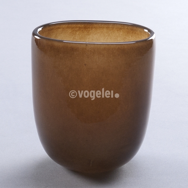 Vase oval, Glas, H 16 x Do 12 x 7,5 cm, Braun