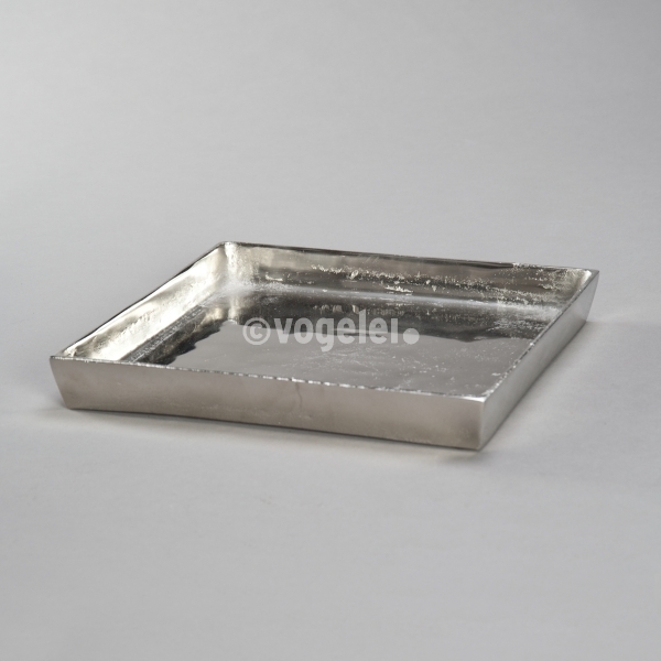 Tablett, Alu rau poliert, 30 x 30 cm, Silber
