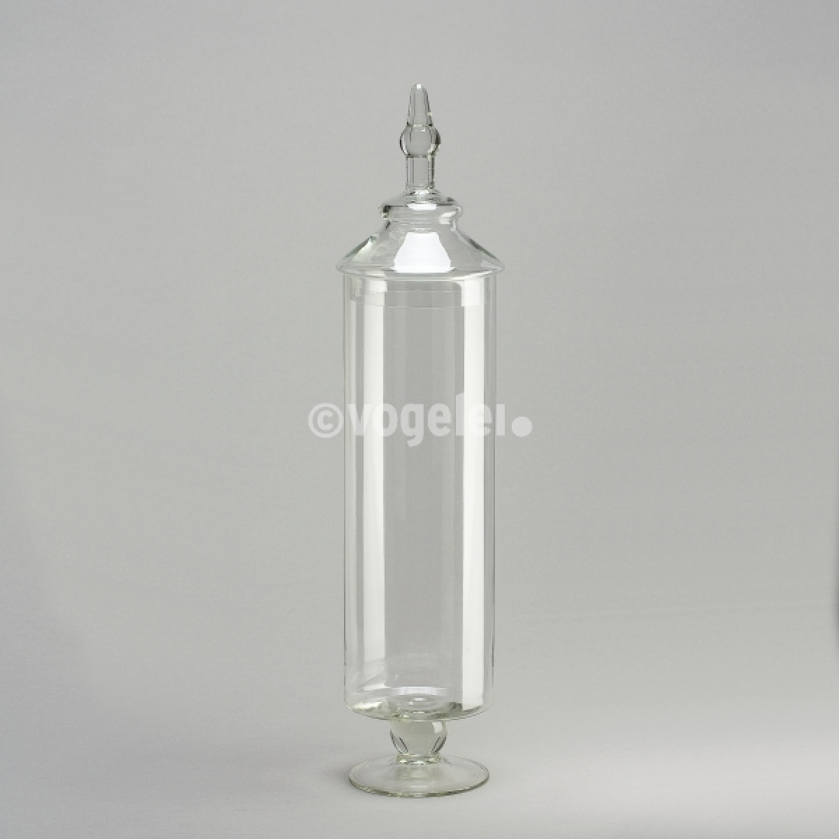 Glaspokal zylindrisch mit Deckel, H 60 x D 13 cm