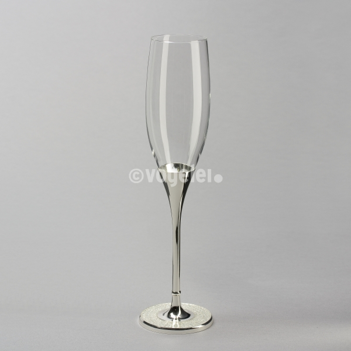 Sektglas mit strassbesetztem Fuss, Silber