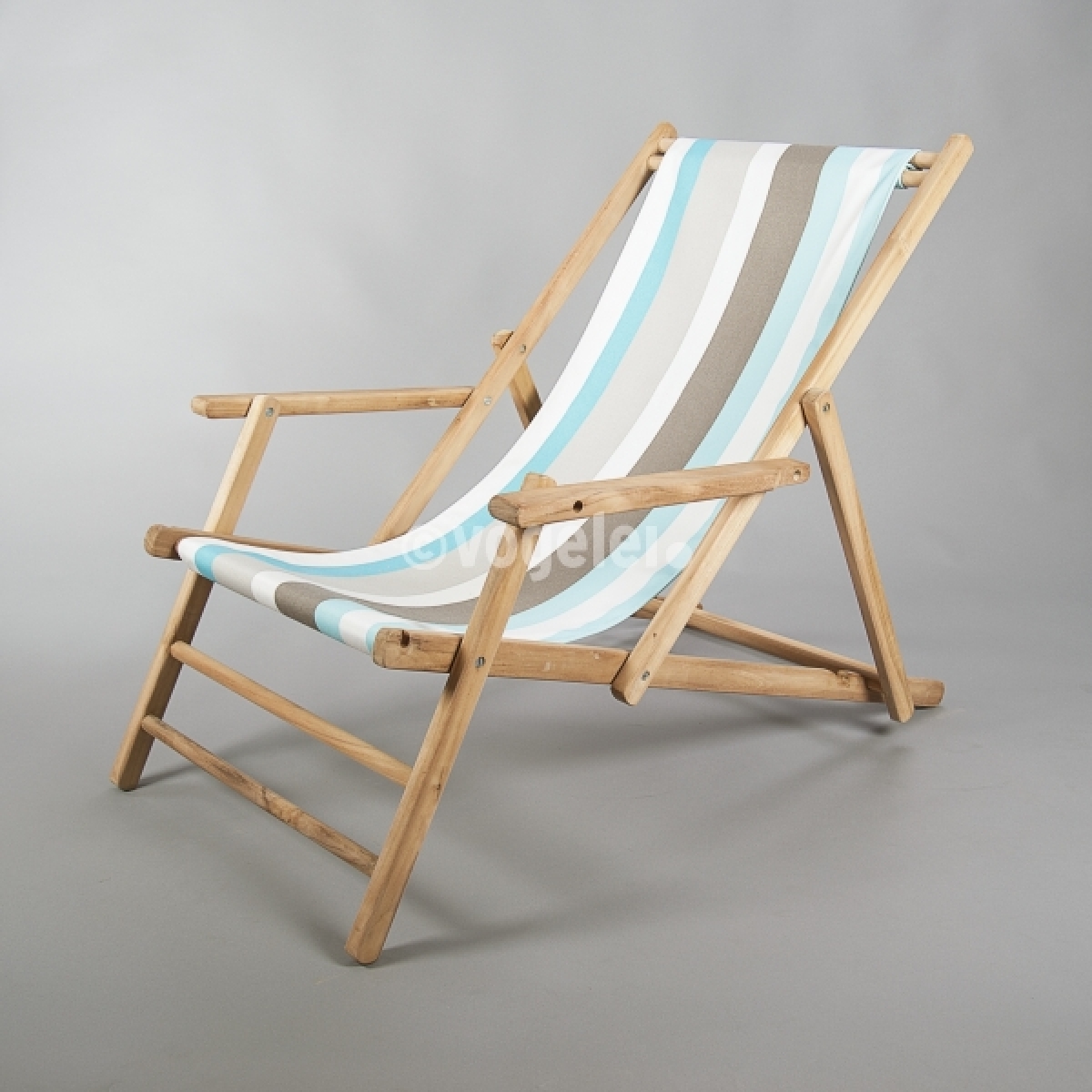 Deckchair, Gestell Teak, Bezug Streifen Tarifa